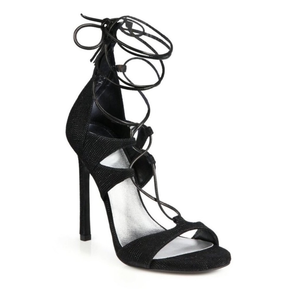 ✨ Stuart Weitzman Black Lace-Up Heeled Sandals | Size 7 ✨